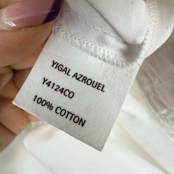 Yigal Azrouel Long Sleeve Button Up Top Womens 8 White Asian Style Minimalist - Picture 7 of 13